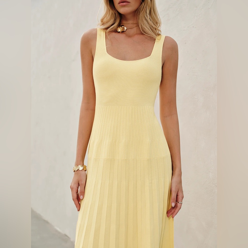 Square-Neck Ribbed Knit Dress - Commense - Picture 4 of 15